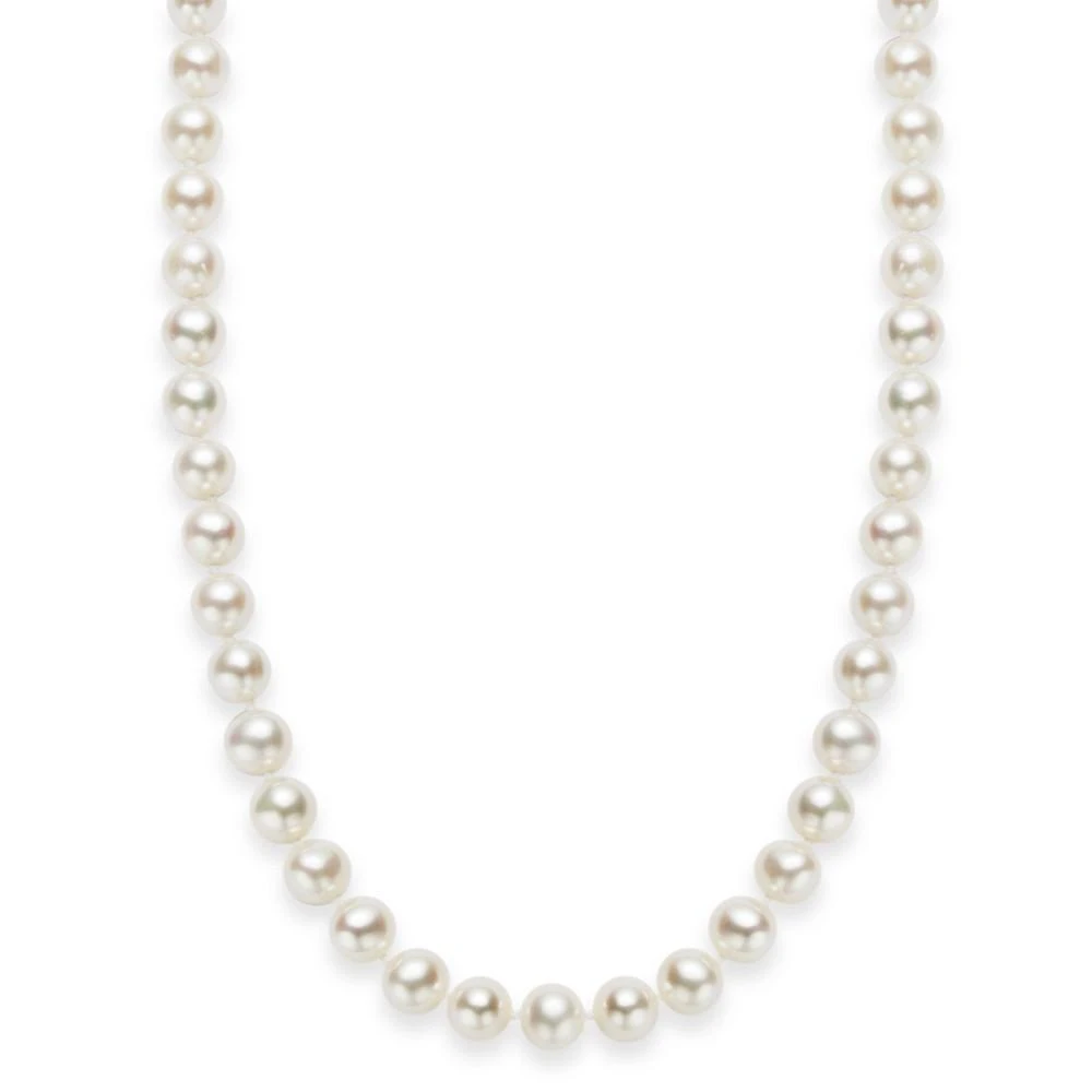 商品Macy's|18" Cultured Freshwater Pearl Strand Necklace in Sterling Silver 淡水珍珠项链(7-8mm),价格¥752,第1张图片