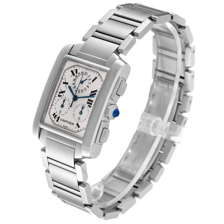Cartier Silver Stainless Steel Tank Francaise W51001Q3 Quartz Men's Wristwatch 28 mm商品第7张图片规格展示