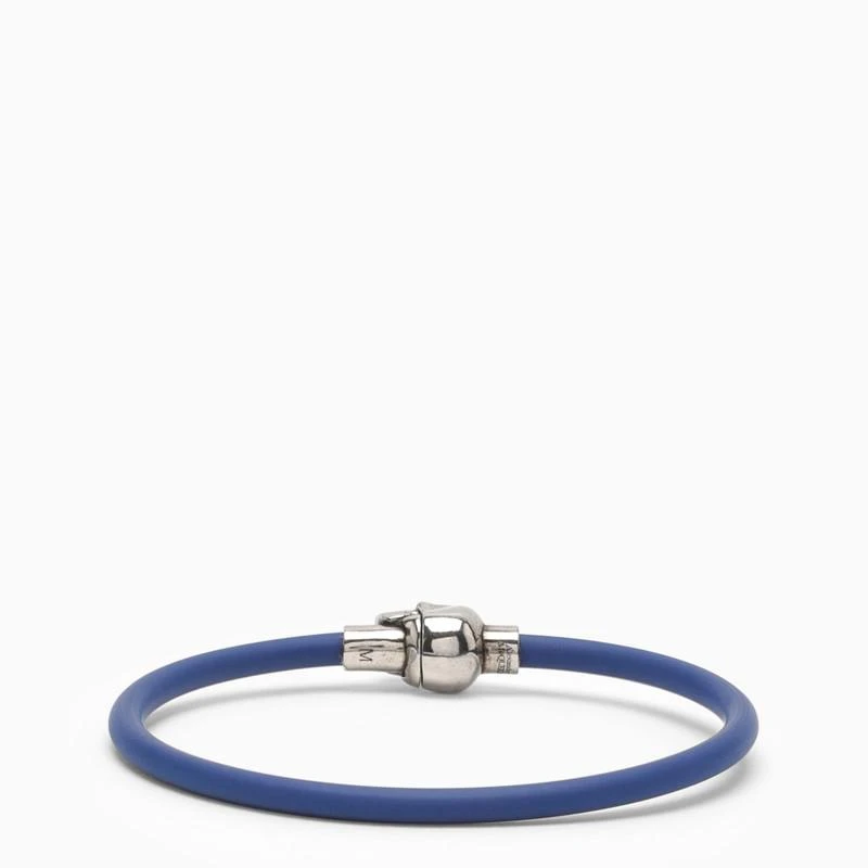 商品Alexander McQueen|Silver Skull bracelet in blue rubber,价格¥985,第2张图片详细描述