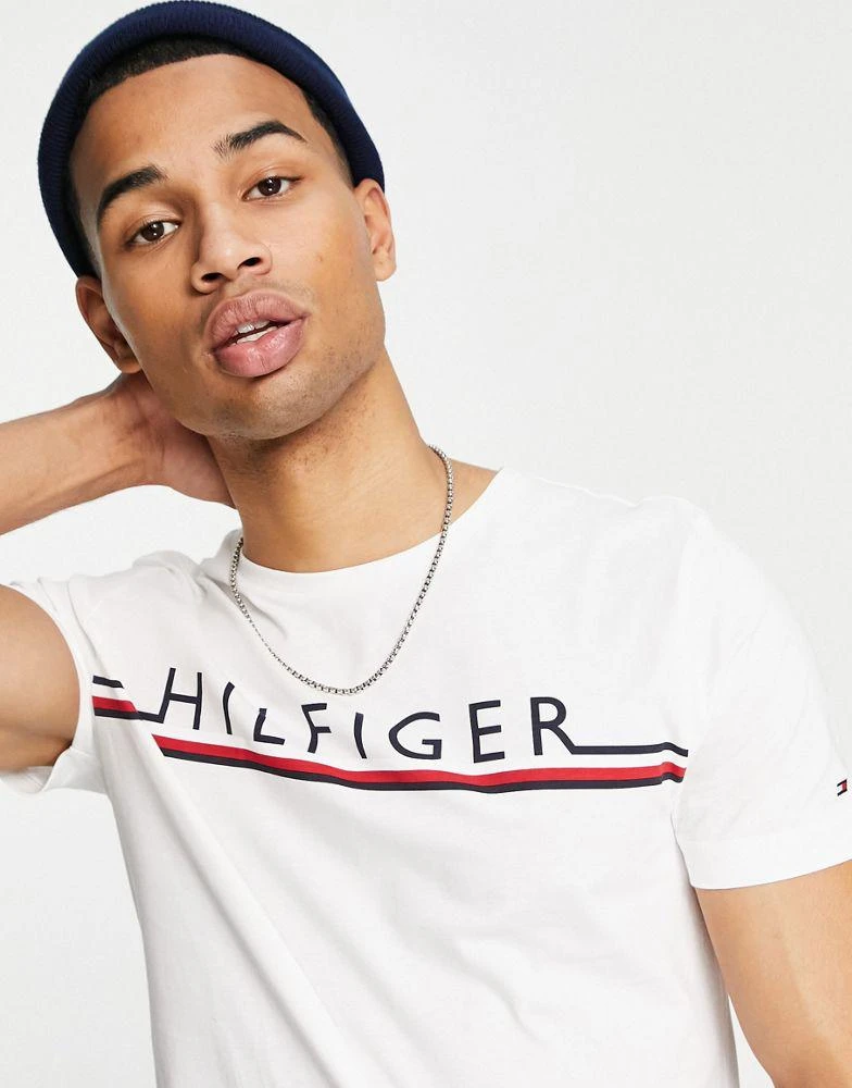 商品Tommy Hilfiger|Tommy Hilfiger corp stripe logo t-shirt in white,价格¥384,第3张图片详细描述