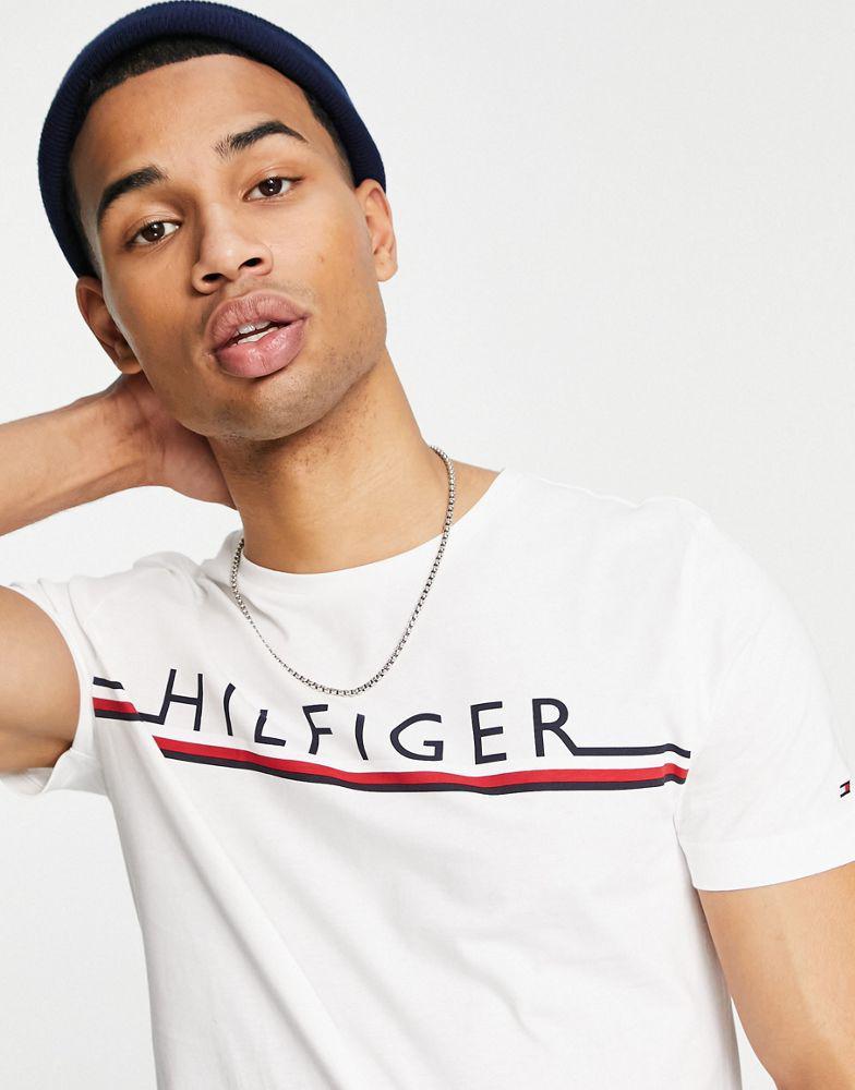 商品Tommy Hilfiger|Tommy Hilfiger corp stripe logo t-shirt in white,价格¥341,第5张图片详细描述