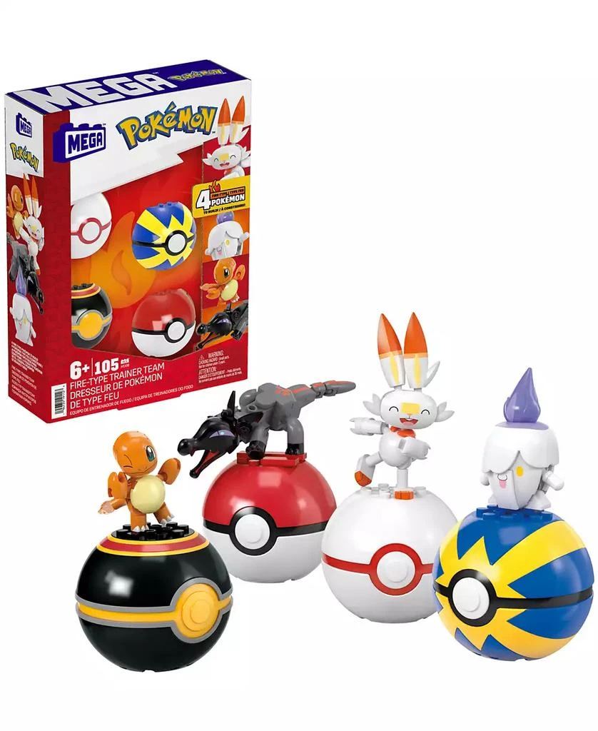 商品Pokemon|MEGA Fire-Type Team Building Toy Kit with 4 Action Figures, 105 Pieces,价格¥226,第1张图片