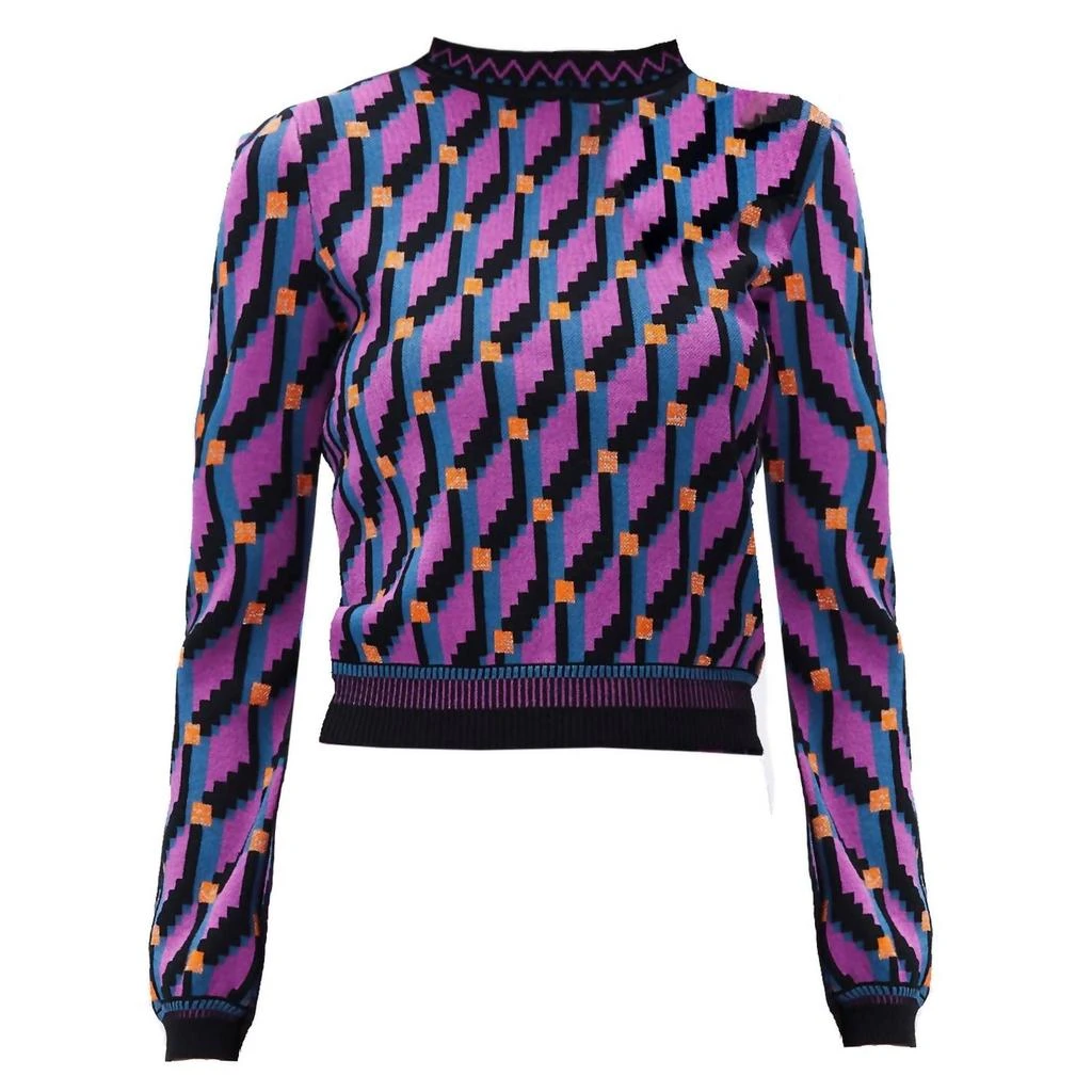 商品Diane von Furstenberg|Iggy Mock Neck Wool Sweater In Cube Chain Purple,价格¥1985,第4张图片详细描述