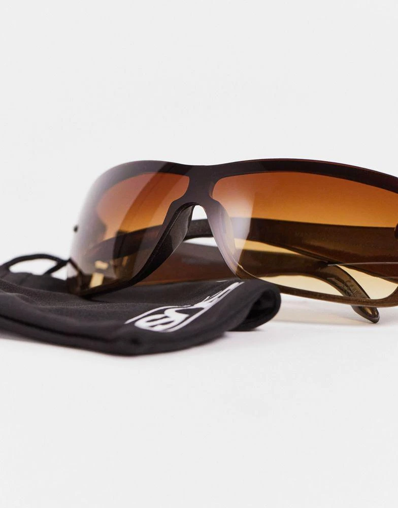 商品ASOS|ASOS DESIGN frame quilted temple sunglasses in brown,价格¥82,第3张图片详细描述