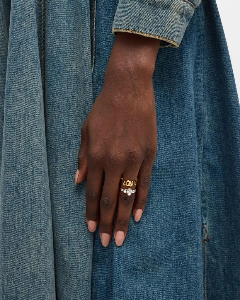 商品Alexander McQueen|Crystal Graffiti Logo Ring,价格¥3027,第2张图片详细描述