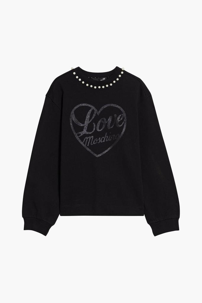 商品Moschino|Faux pearl-embellished glittered French cotton-terry sweatshirt,价格¥663,第1张图片