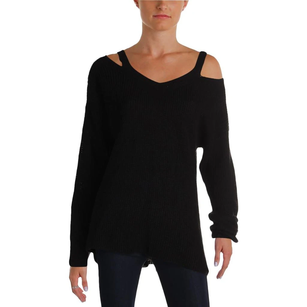 商品AQUA|Aqua Women's Knit Cold Shoulder V-Neck Slouch Sweater,价格¥154,第1张图片