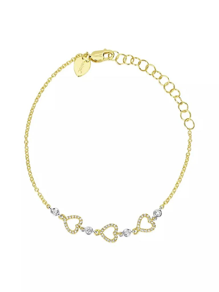 商品Meira T|14K Yellow and Gold &amp; 0.19 TCW Diamond HeartsBracelet,价格¥5818,第1张图片