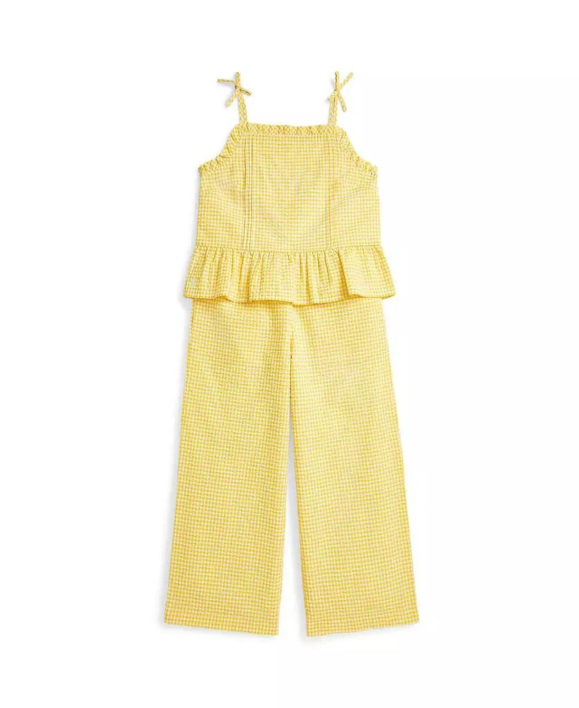 商品Ralph Lauren|Big Girls 2-Piece Gingham Seersucker Top and Pant Set,价格¥370,第1张图片