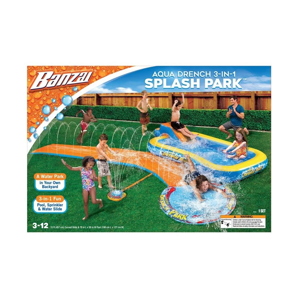 商品Banzai|Aqua Drench 3-in-1 Splash Park with Pool, Sprinkler and Waterslide,价格¥298,第1张图片