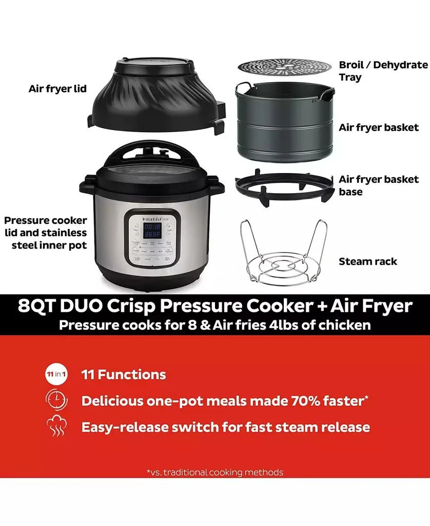 商品Instant pot|Duo Crisp 11-in-1 Air Fryer and Electric Pressure Cooker,价格¥1544,第2张图片详细描述