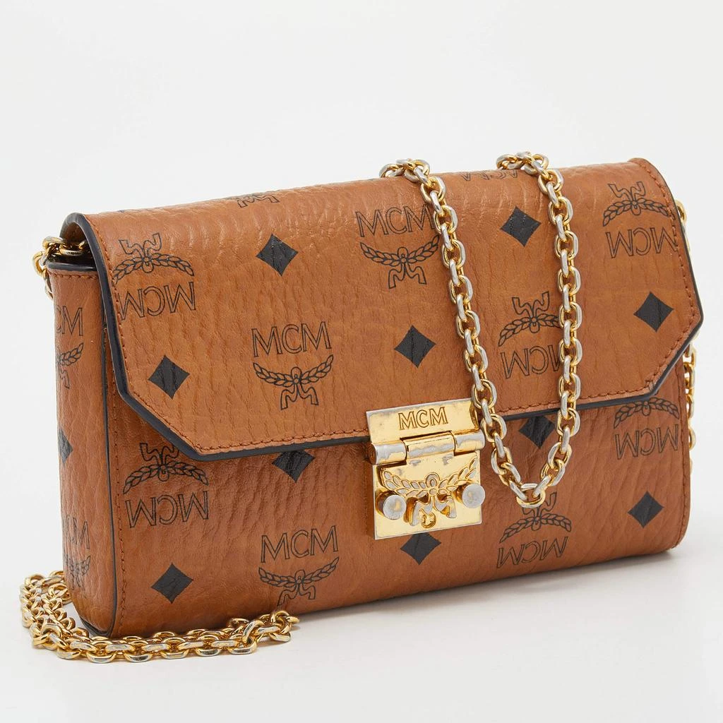 商品[二手商品] MCM|MCM Cognac Visetos Coated Canvas Patricia Wallet on Chain,价格¥1394,第3张图片详细描述