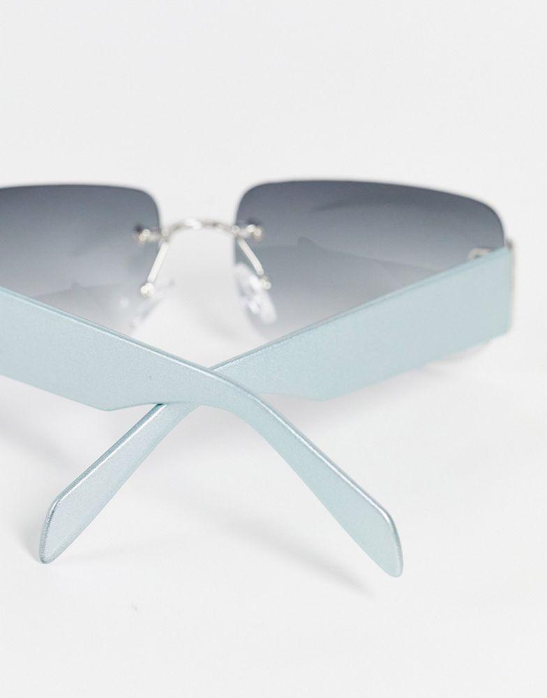 ASOS DESIGN 90's rimless mid square sunglasses with smoke lens商品第3张图片规格展示