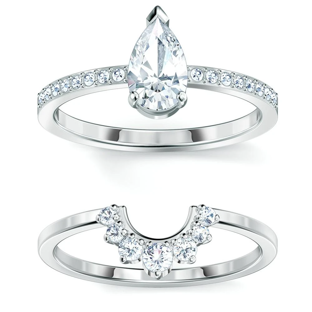 商品Swarovski|Silver-Tone 2-Pc. Set Crystal Rings,价格¥894,第2张图片详细描述