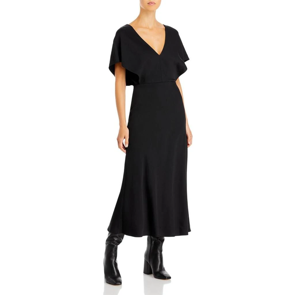 商品Vince|Vince Womens Linen Blend V-Neck Midi Dress,价格¥554,第1张图片