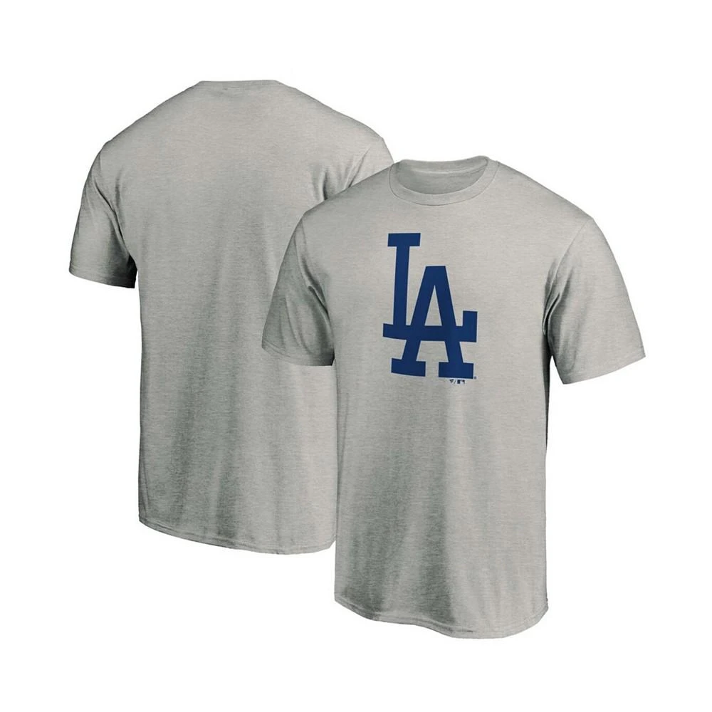 商品Fanatics|Men's Heathered Gray Los Angeles Dodgers Official Logo T-shirt,价格¥188,第1张图片