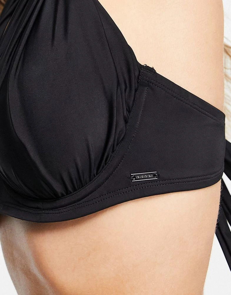 商品We Are We Wear Fuller Bust|We Are We Wear Fuller Bust underwire one shoulder bikini top in black,价格¥159,第4张图片详细描述