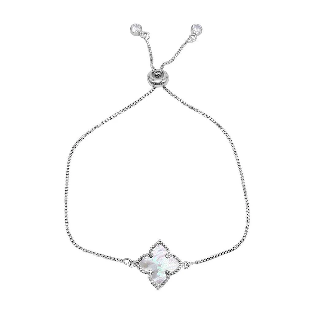 商品ADORNIA|Adornia Four Point Flower Bolo Bracelet White Mother of Pearl silver,价格¥340,第1张图片