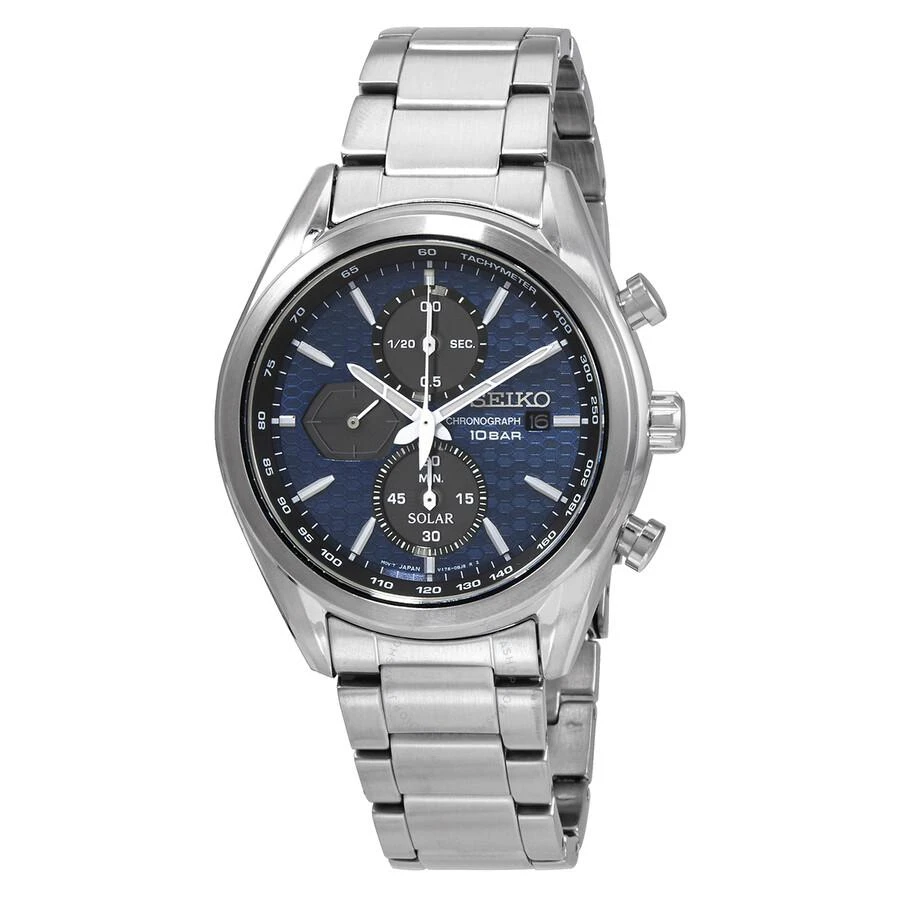 商品Seiko|Chronograph Blue Dial Solar-Powered Men's Watch SSC801P1,价格¥1481,第1张图片