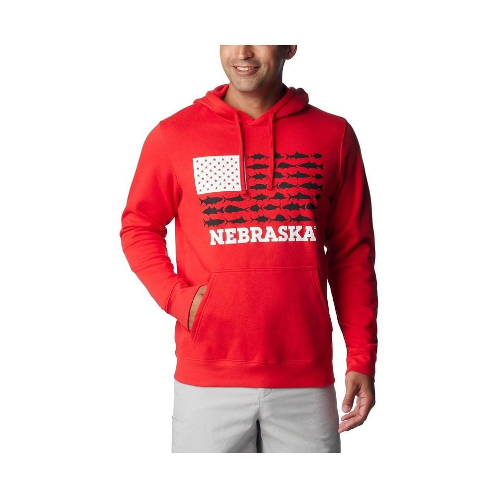 商品Columbia|Men's Scarlet Nebraska Huskers PFG Fish Flag II Pullover Hoodie,价格¥528,第1张图片