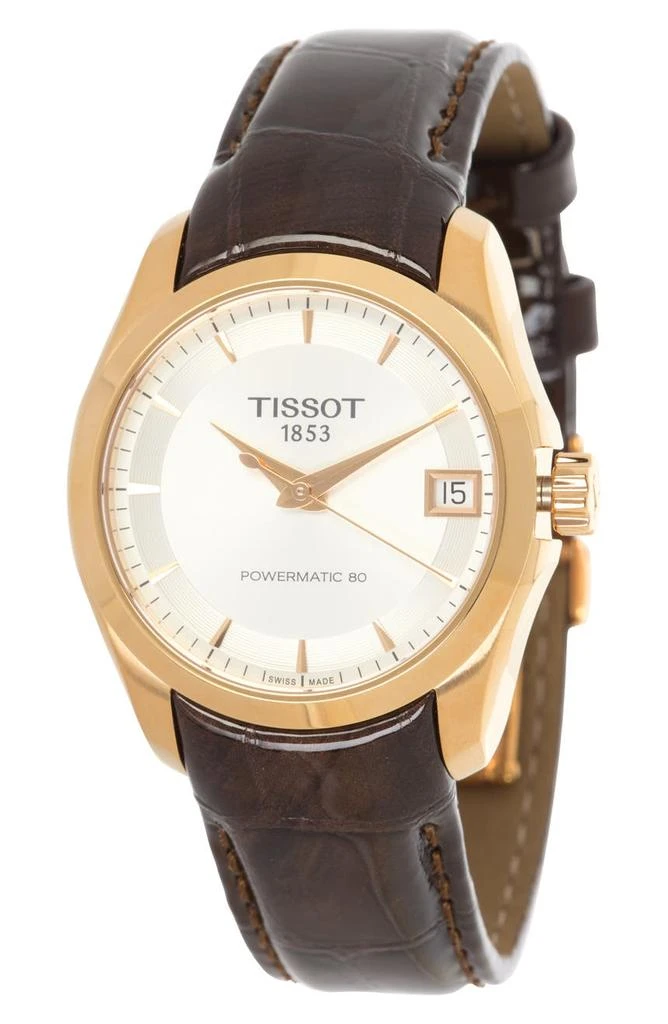 商品Tissot|Women's Couturier Croc Embossed Leather Strap Watch, 32mm,价格¥3501,第1张图片