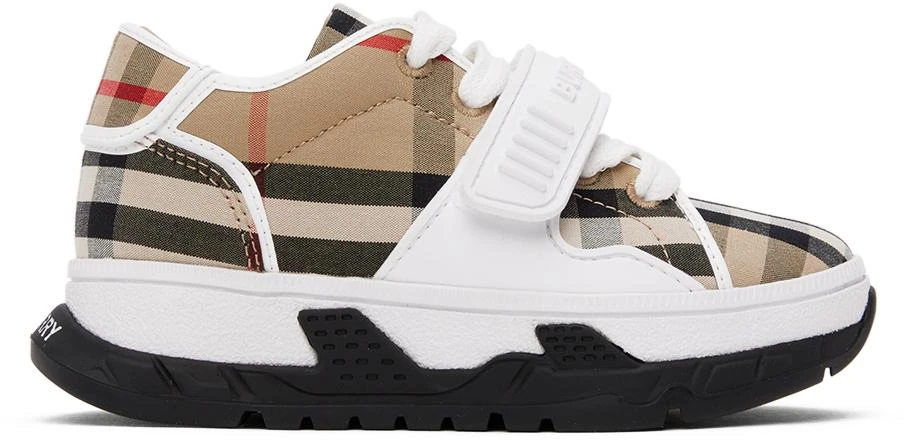 商品Burberry|驼色 Vintage Check 儿童运动鞋,价格¥2529,第1张图片