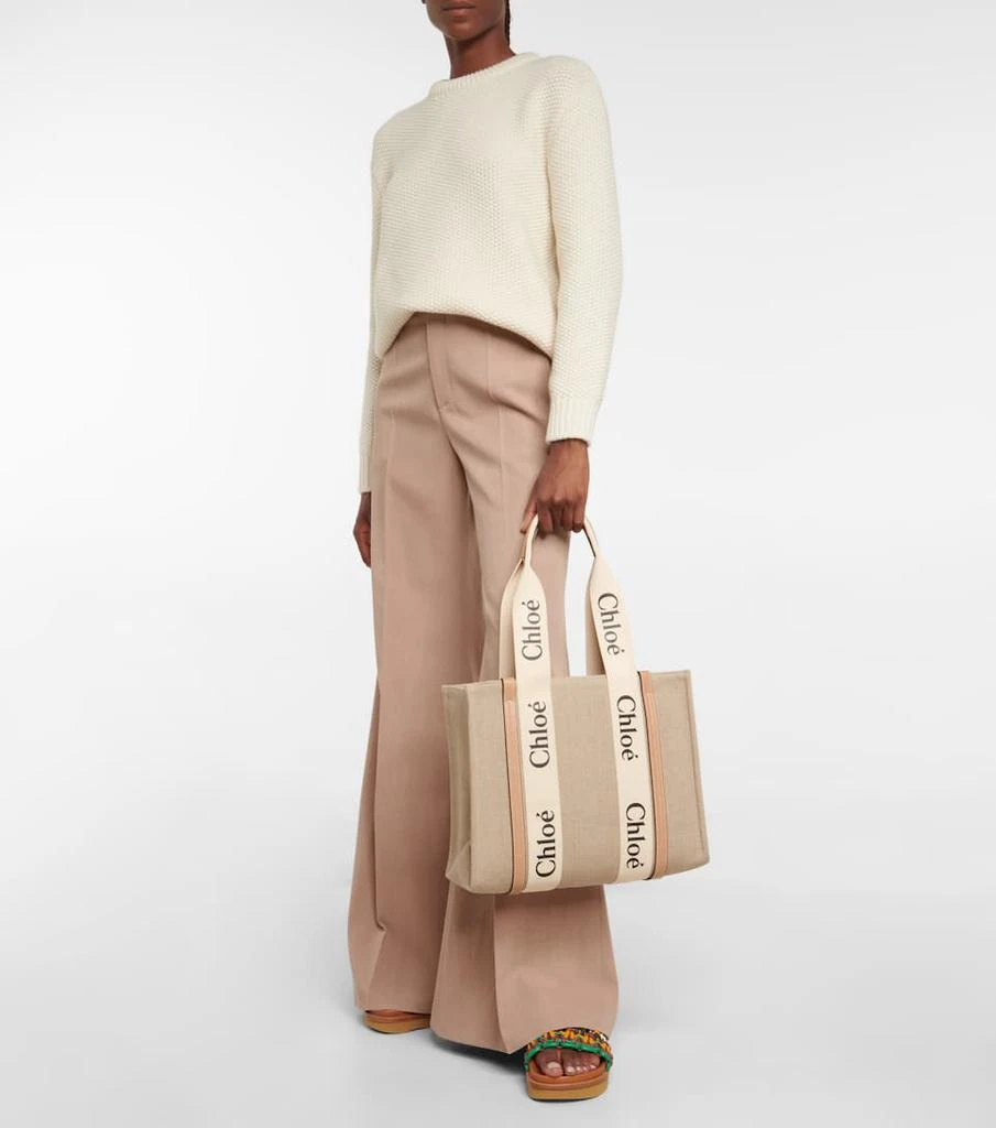 商品Chloé|Woody M号帆布托特包,价格¥8528,第5张图片详细描述