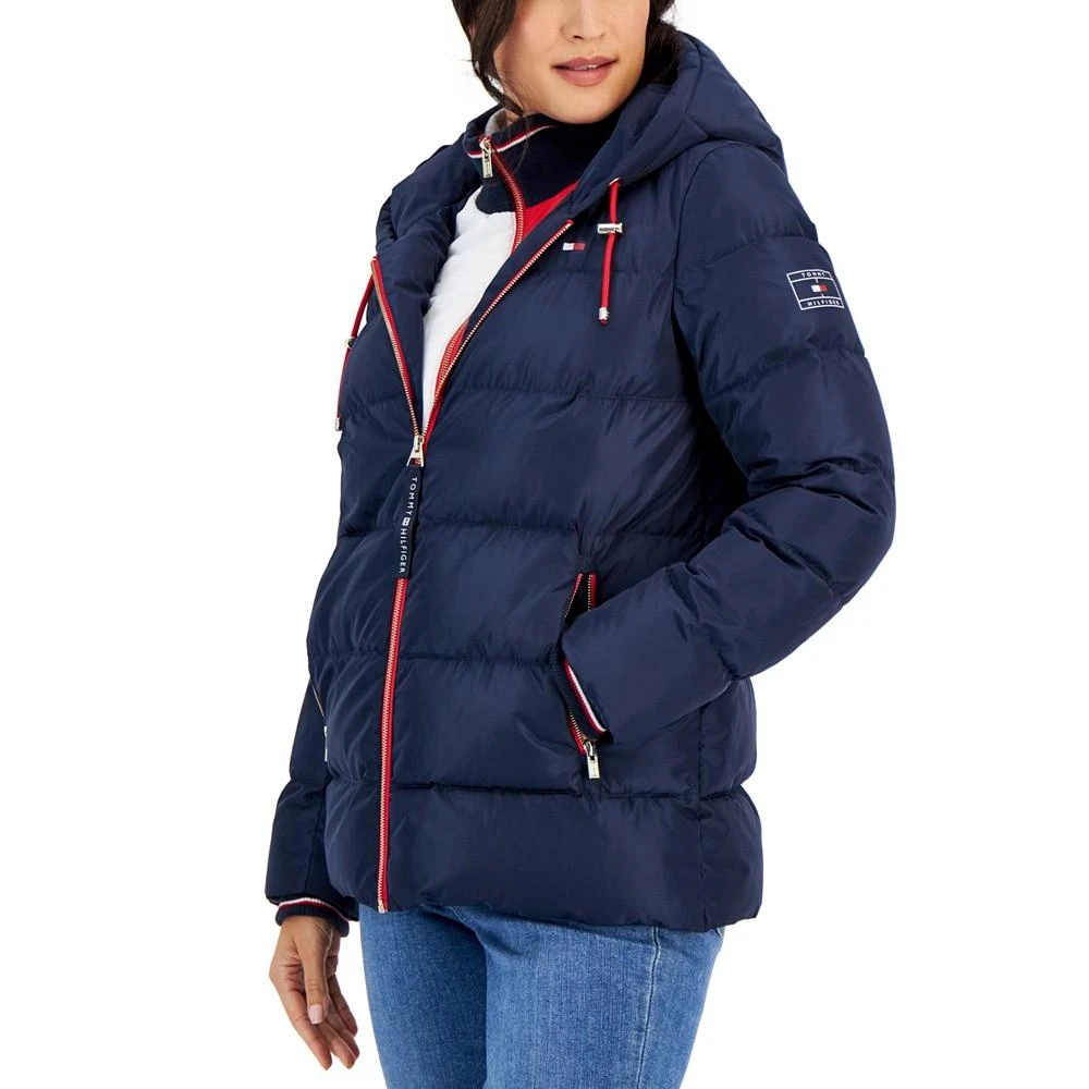 商品Tommy Hilfiger|Women's Hooded Ribbed-Collar Puffer Jacket,价格¥506,第1张图片