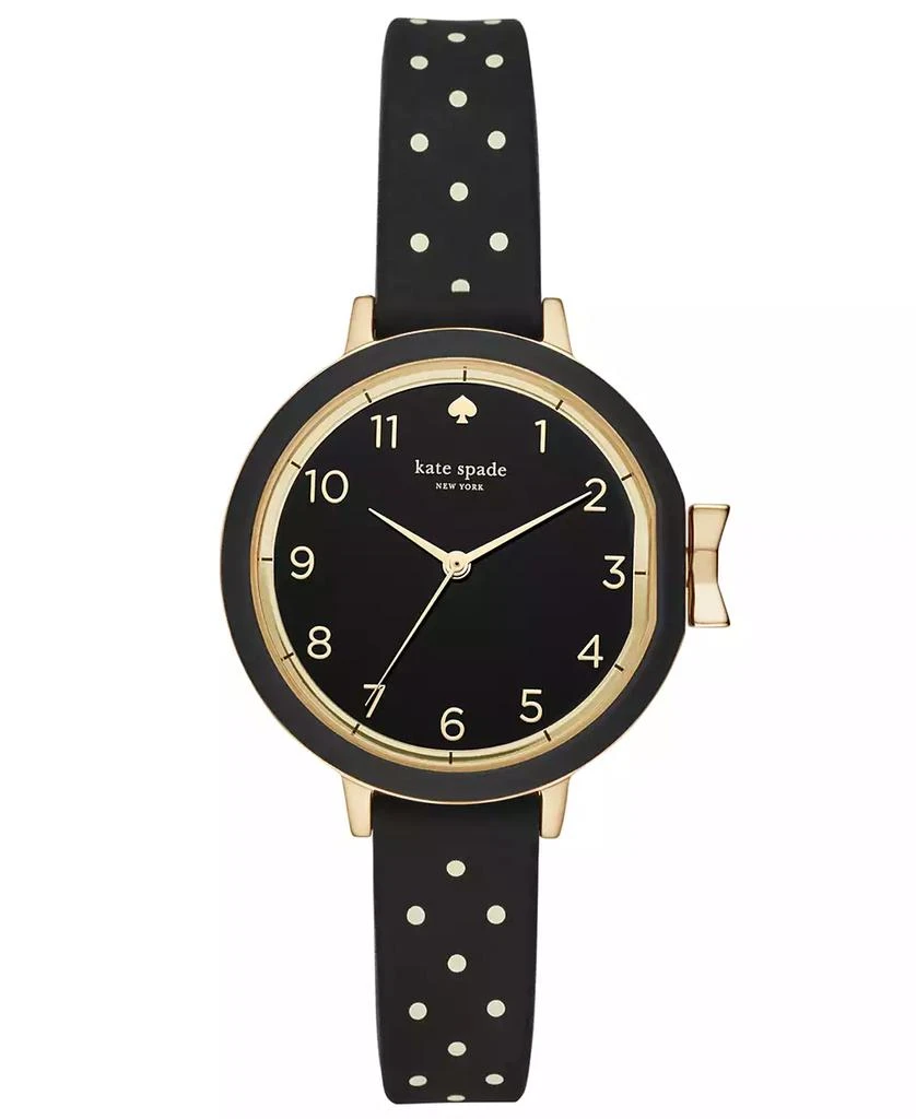 商品Kate Spade|Women's Park Row Black Dot Silicone Strap Watch 34mm,价格¥1107,第1张图片