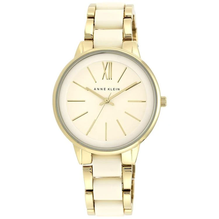 商品Anne Klein|Women's Ivory-Color and Gold-Tone Bracelet Watch 37mm AK-1412IVGB,价格¥365,第1张图片