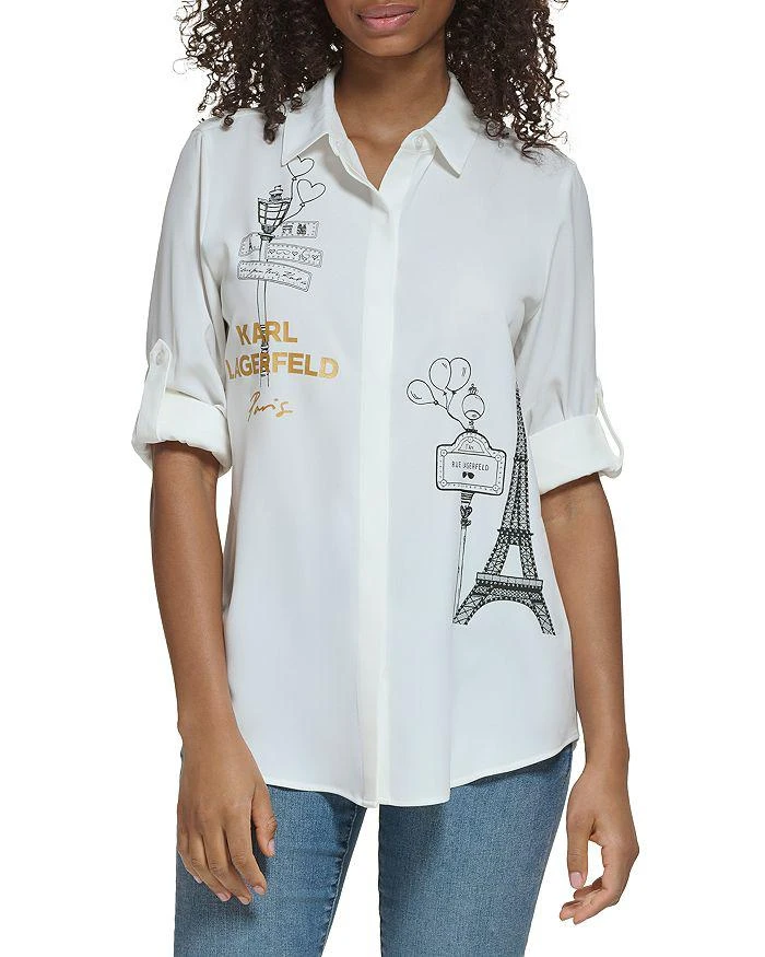 商品Karl Lagerfeld Paris|Roll Sleeve Shirt,价格¥357,第1张图片