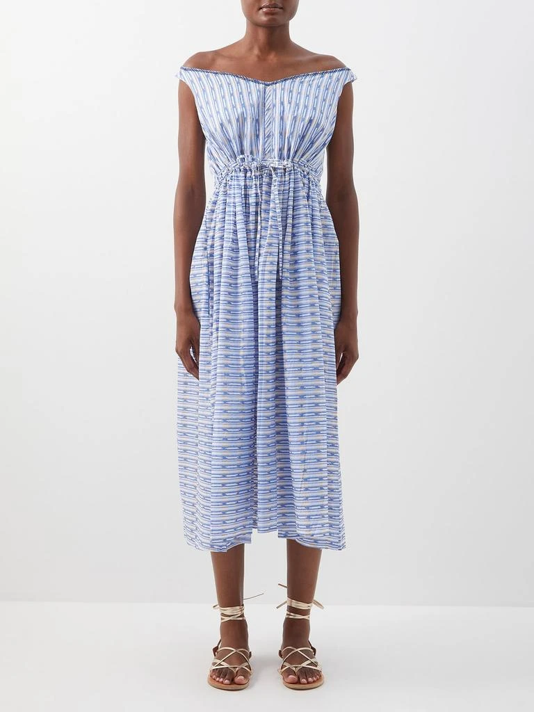 商品Thierry Colson|Valeria geometric-print cotton-lawn dress,价格¥1180,第1张图片