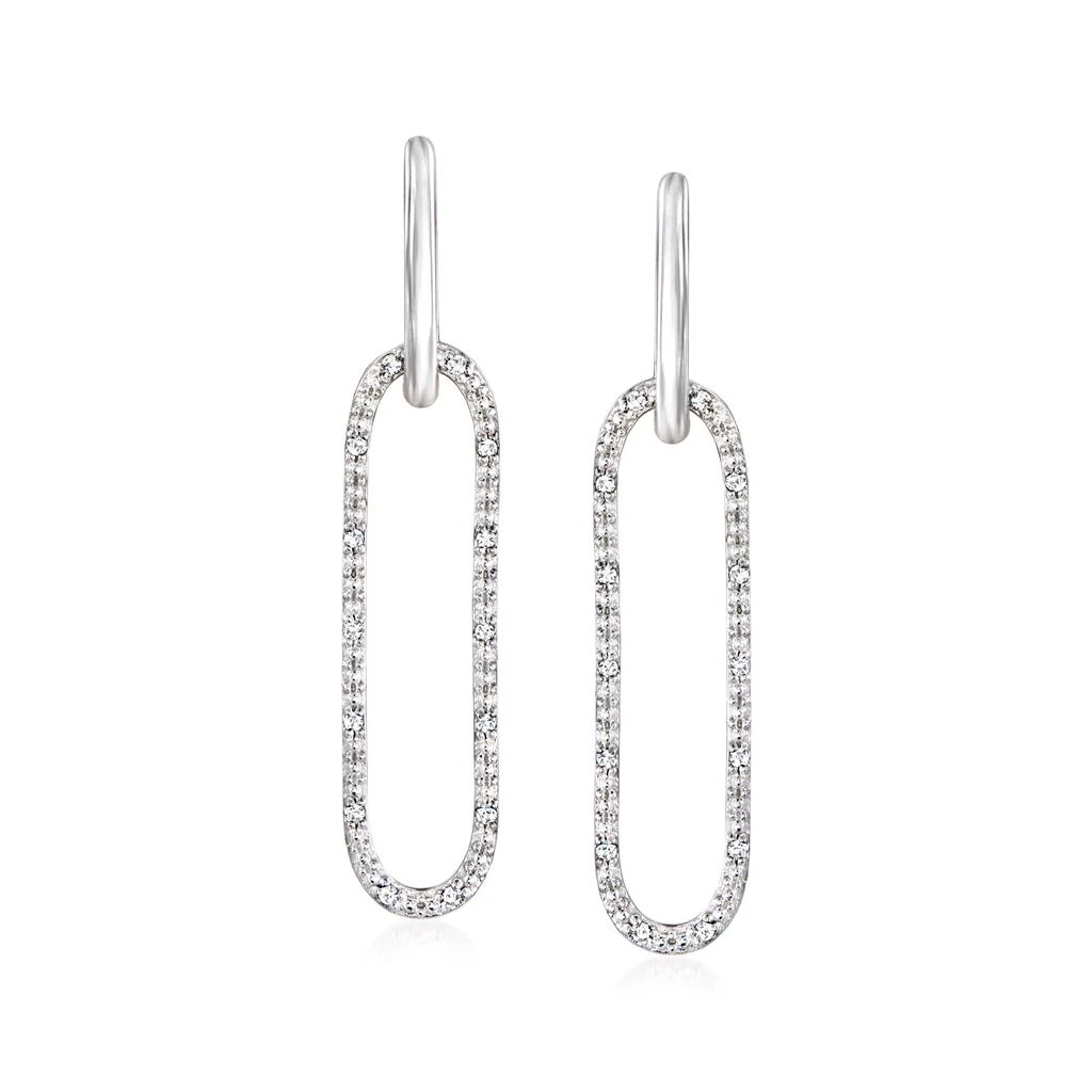 商品Ross-Simons|Diamond Paper Clip Link Removable Hoop Drop Earrings in Sterling Silver,价格¥830,第1张图片
