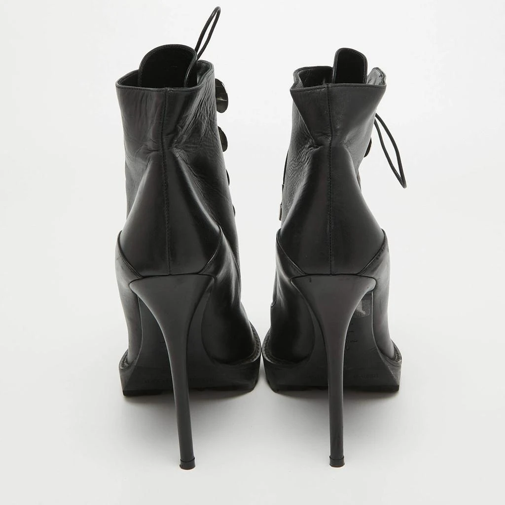 商品[二手商品] Alexander McQueen|Alexander McQueen Black Leather Lace Up Platform Ankle Boots Size 40,价格¥862,第5张�图片详细描述