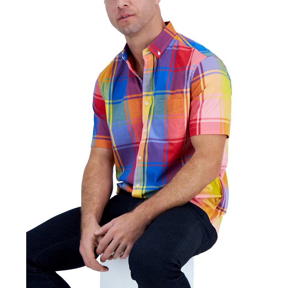 Men's Short-Sleeve Denver Plaid Shirt, Created for Macy's商品第3张图片规格展示