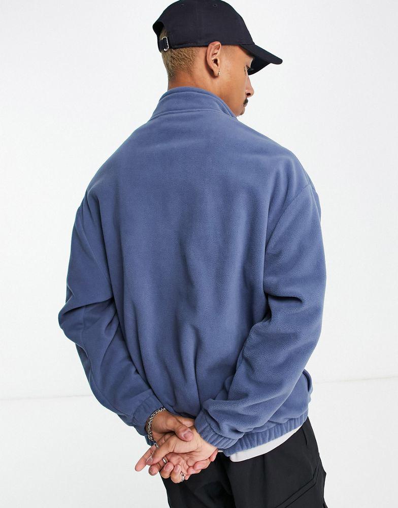 ASOS DESIGN oversized half zip sweatshirt in navy polar fleece商品第2张图片规格展示