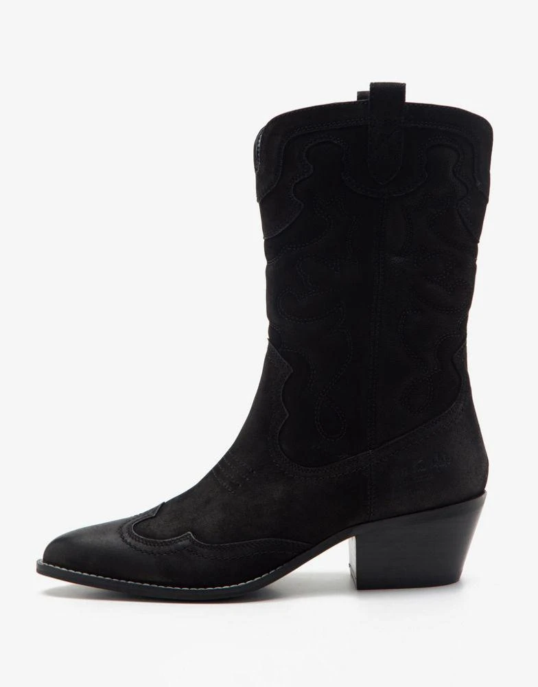 商品Off The Hook|OFF THE HOOK SOHO knee leather cowboy boots in black,价格¥671,第1张图片