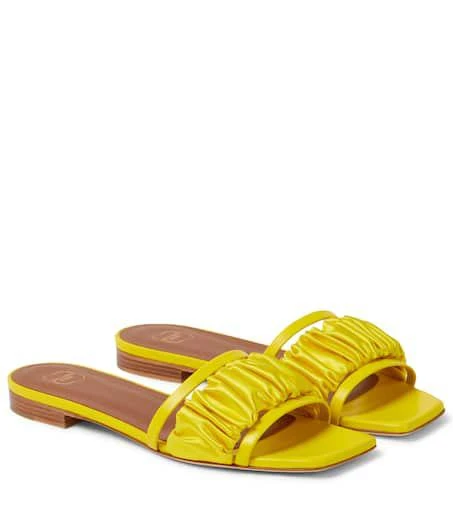 商品Malone Souliers|Demi leather and satin slides,价格¥2280,第1张图片