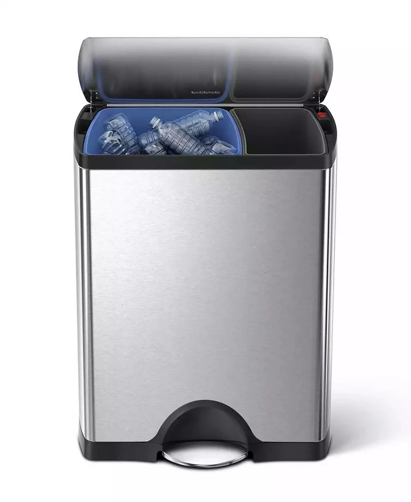 商品simplehuman|46-Liter Brushed Stainless Steel Dual Recycler Step Trash Can,价格¥1037,第1张图片