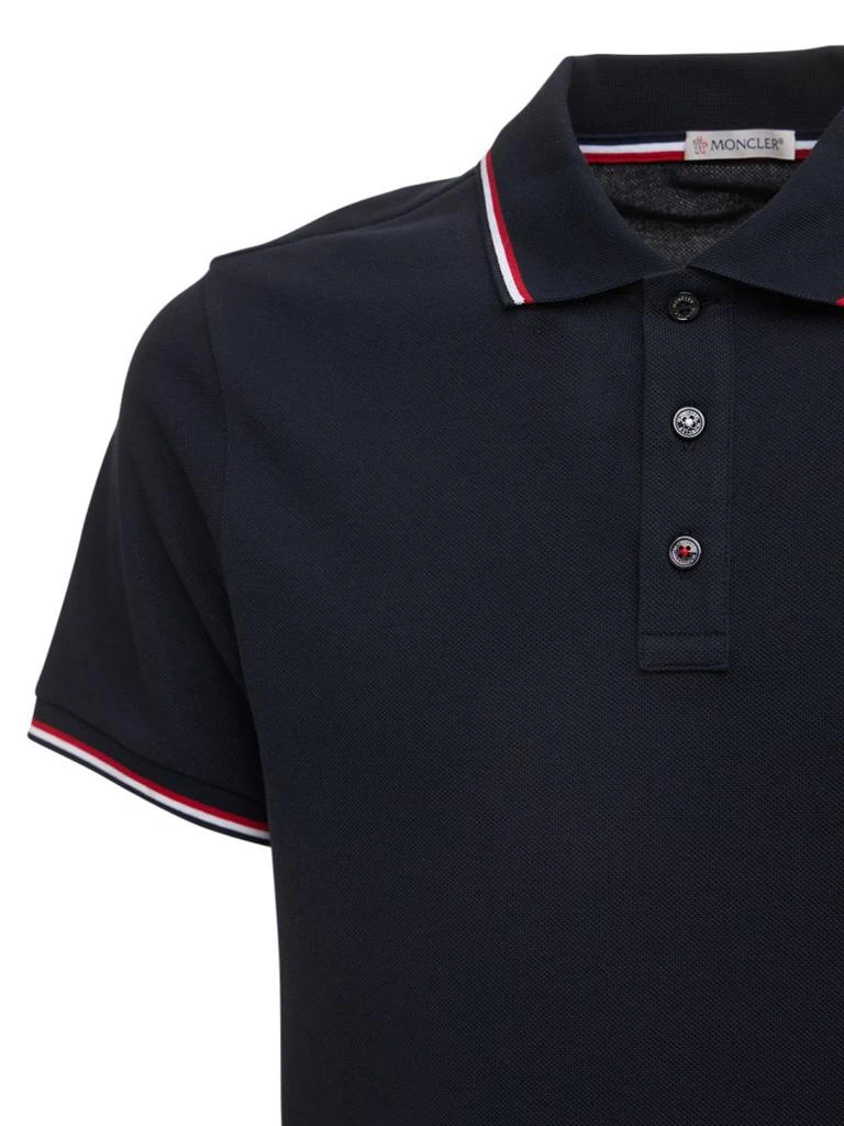 商品Moncler|三色边缘棉质珠地网眼布POLO衫,价格¥3574,第3张图片详细描述