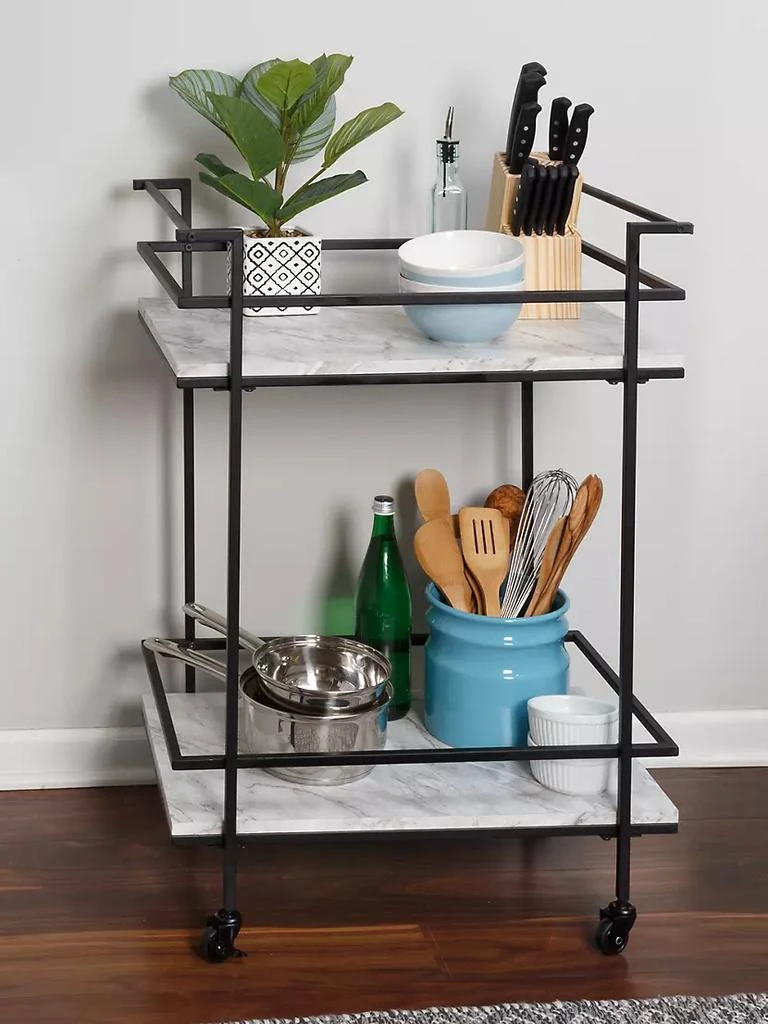 Two-Tier Faux Marble Rolling Bar Cart 商品