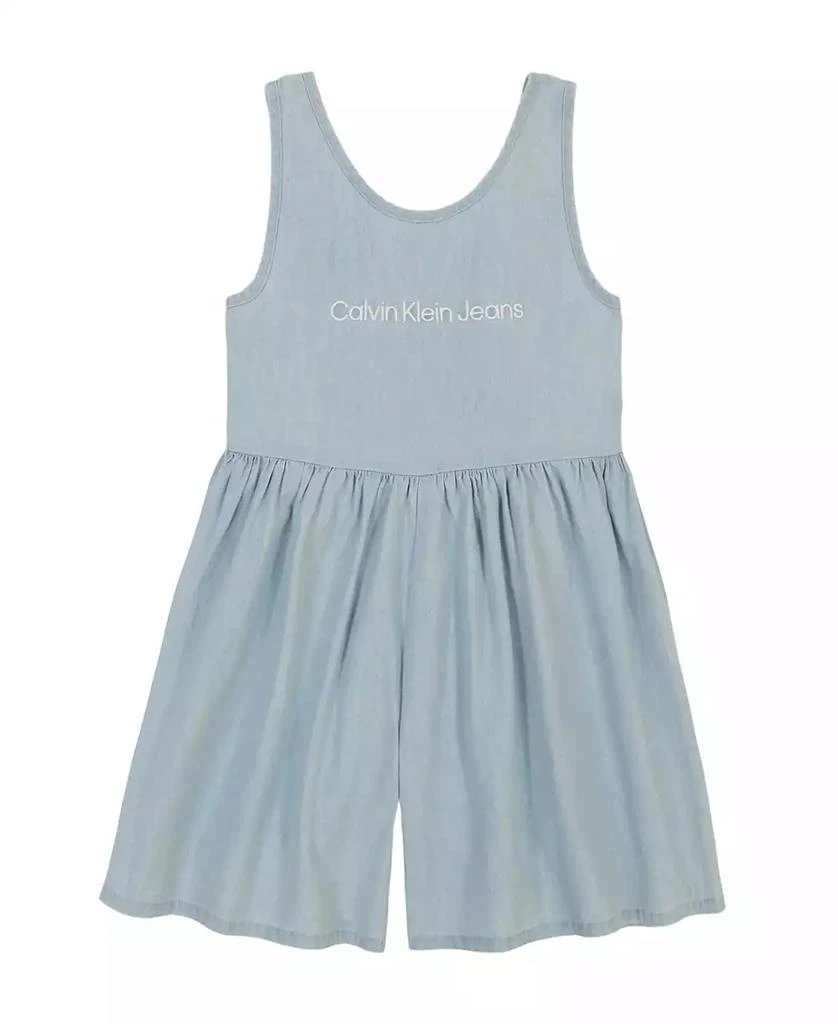 商品Calvin Klein|Toddler Girls Lightweight Denim Wide Leg Romper,价格¥104,第1张图片