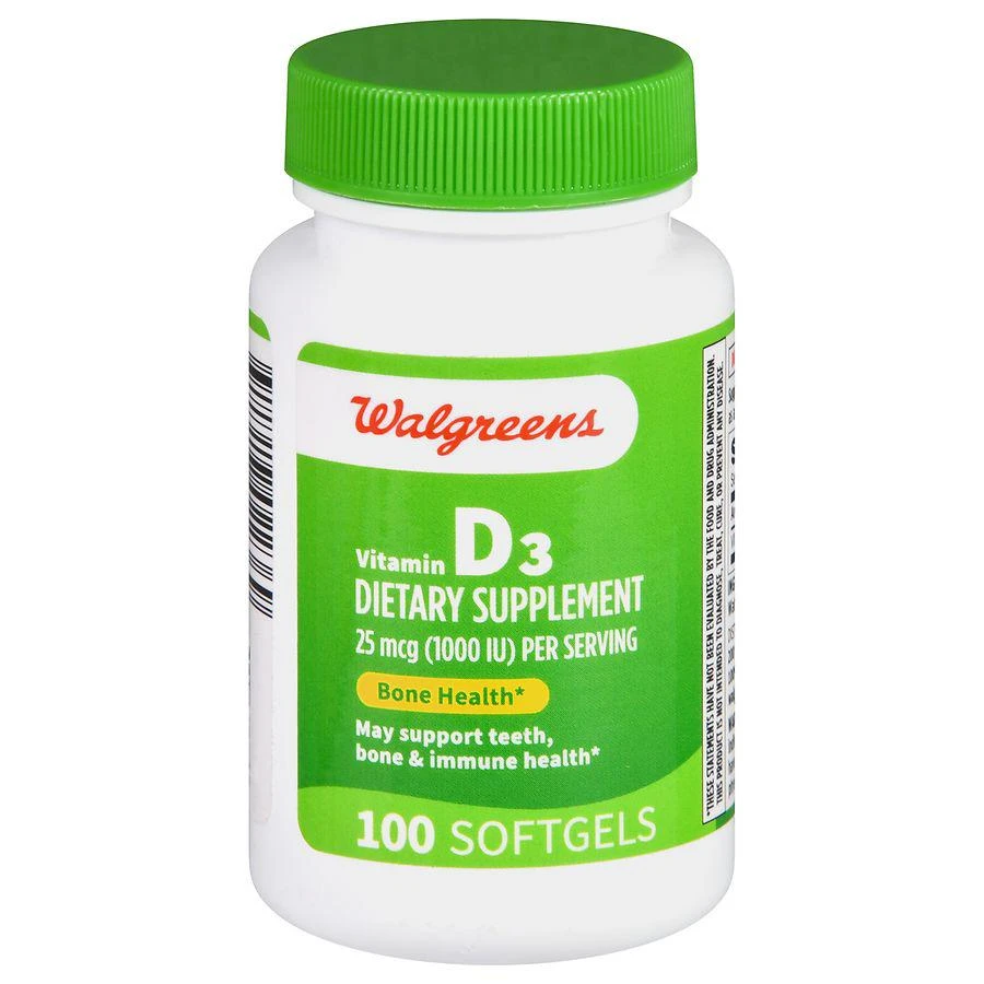 商品Walgreens|Vitamin D3 25 mcg Softgels,价格¥74,第1张图片