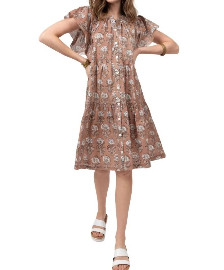 商品Uncle Frank|Block Floral Dress In Cocoa,价格¥660,第2张图片详细描述