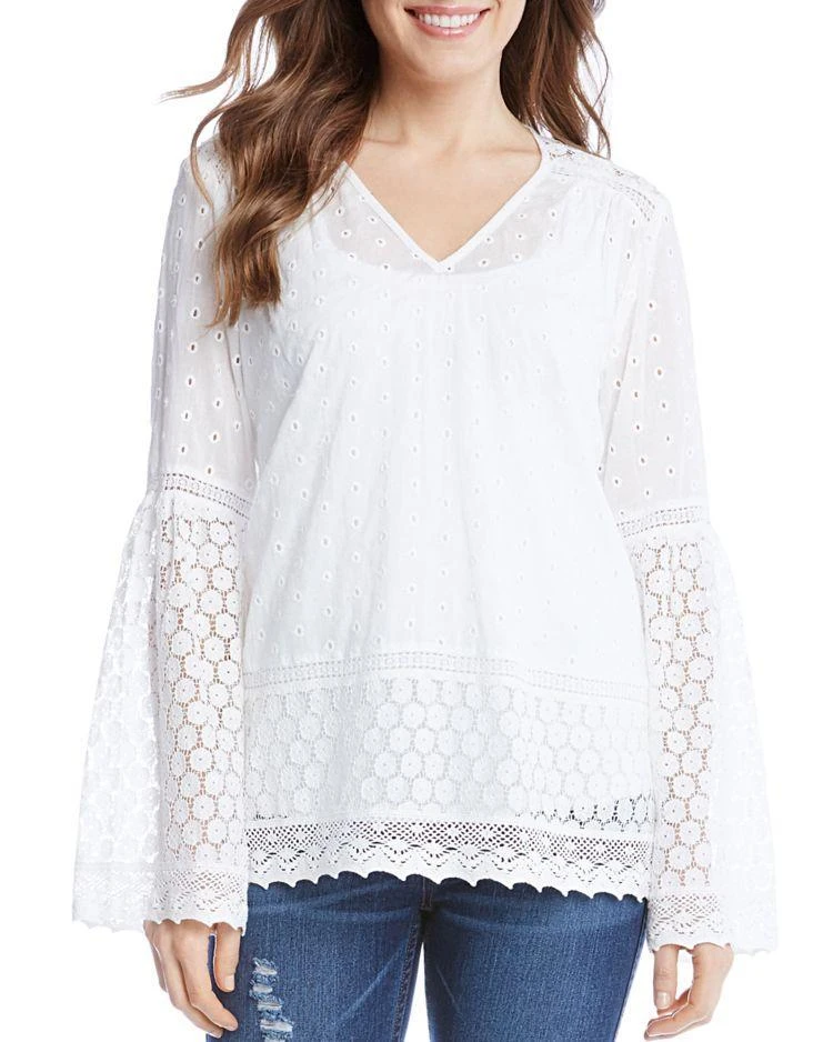 商品Karen Kane|Eyelet Lace V-Neck Top,价格¥556,第1张图片