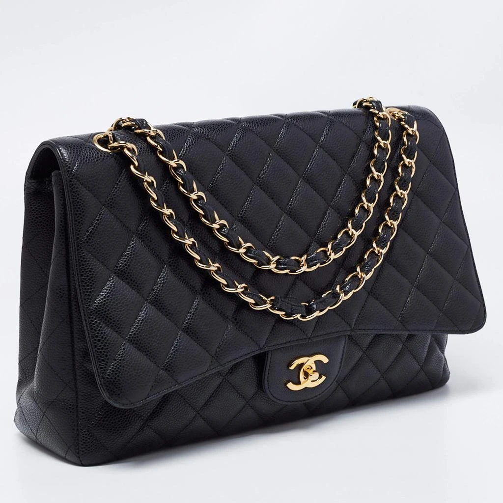 商品[二手商品] Chanel|Chanel Black Quilted Caviar Leather Maxi Classic Single Flap Bag,价格¥30197,第3张图片详细描述