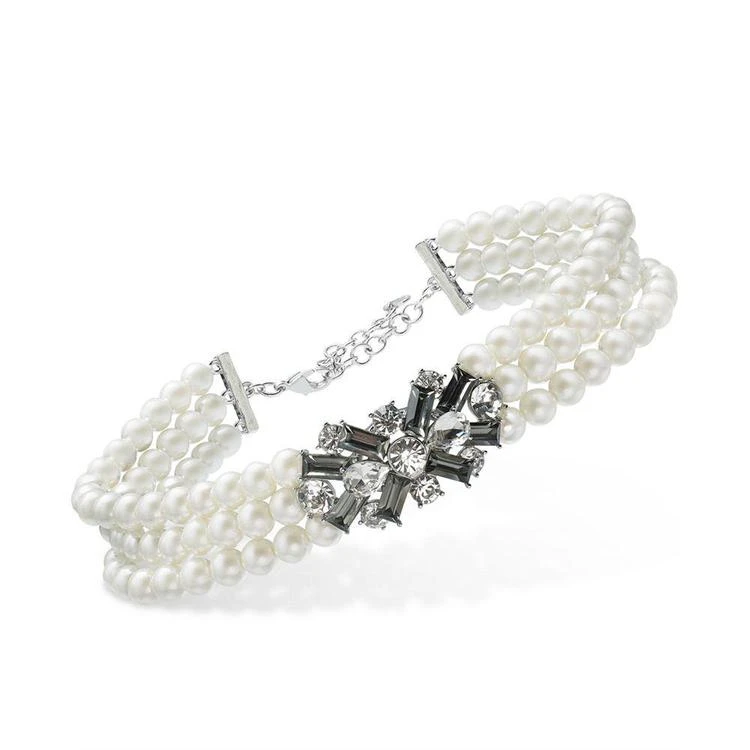 商品Charter Club|Silver-Tone Imitation Pearl & Crystal Cluster Choker Necklace, Created for Macy's,价格¥115,第1张图片