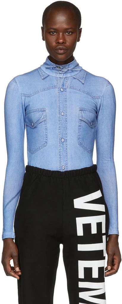 商品Vetements|Blue Shirt Print Bodysuit,价格¥3548,第1张图片