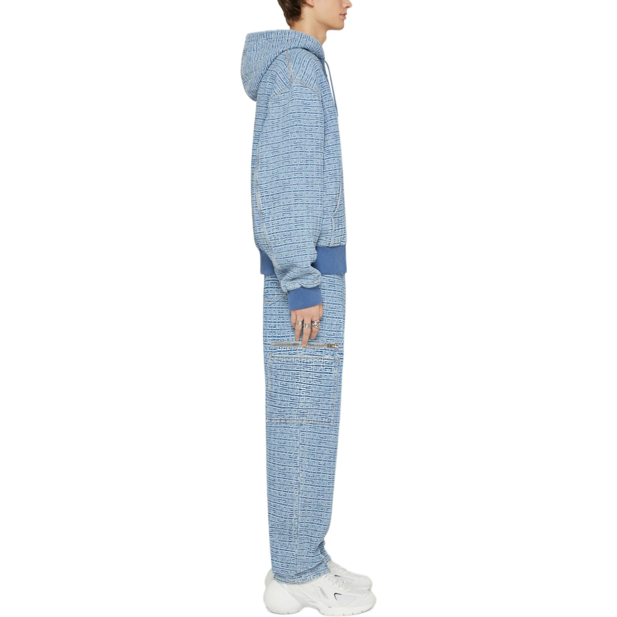 商品[国内直发] Givenchy|GIVENCHY纪梵希 标贴连帽抽绳拉链宽松夹克外套 男款 蓝色,价格¥9219,第5张图片详细描述