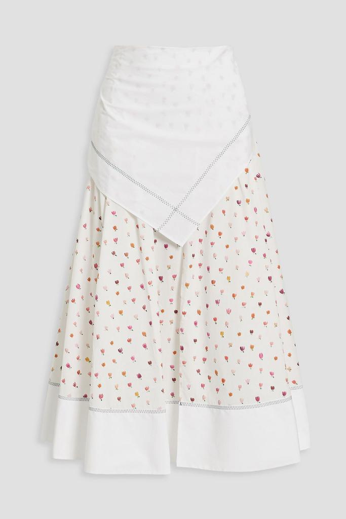 Layered floral-print cotton-poplin midi skirt商品第1张图片规格展示